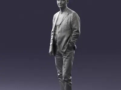 Guy gray blazer and jeans 0616 3D model