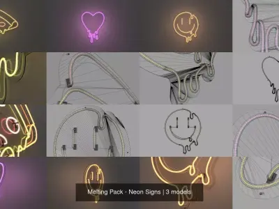 Melting Pack - Neon Signs 3D Model Collection