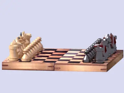 Classic Wooden Chess 3D model