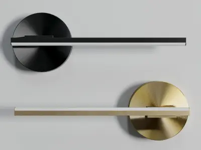 Minimalist blackwhite linear LED wall lamp for warmwhite light Low-poly 3D model