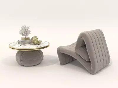 Modern Coffee Table and Armchair Set 60 3D model