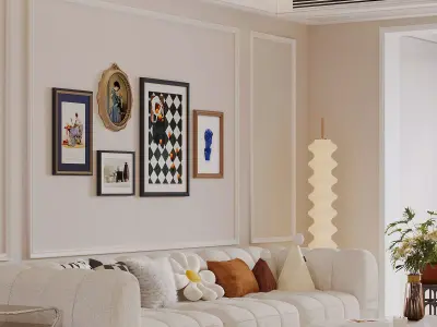 Modern living room dining room interior scenes 268 3D model