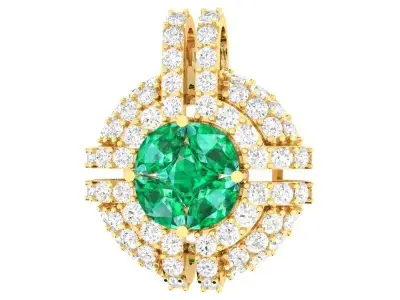 Luxury Round Double Halo Diamond Pendant 306 3D print model