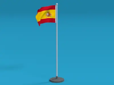 Low Poly Seamless Animated Spain Flag Low-poly 3D model