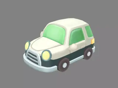 Cartoon car - white Low-poly 3D model