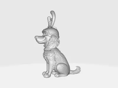 Adorable Reindeer Pup Christmas Dog Antler Puppy Ornament 3D print model