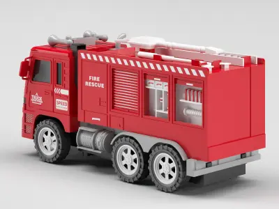 Red toy fire truck Free 3D model