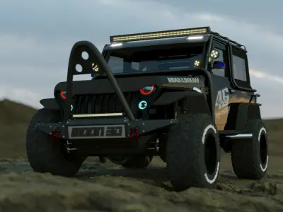 Mahindra THAR 2015 modified Low-poly 3D model