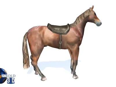 Lowpoly Horse Rigged Animated 3d model Low-poly 3D model