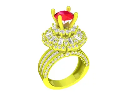 Luxury Multi Halo Round Diamond Ring for Women 4328 3D print model