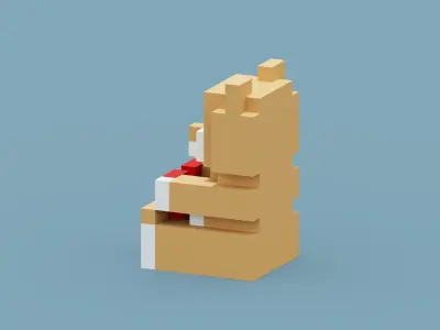 Voxel Bear Love Low-poly 3D model