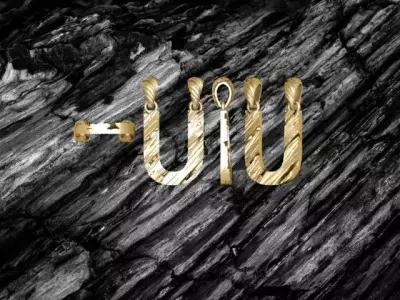 U Letter Alphabet Wooden Texture Pendant 3D Print Model 3D print model