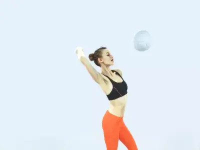 Beauty 17F Jumping Smashing Sports Volleyball Woman Low-poly 3D model