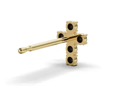 Earring cross round stone 2mm 3D print model