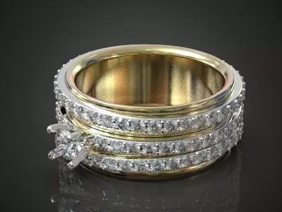 Diamond multy-gemstone ring  Free 3D print model
