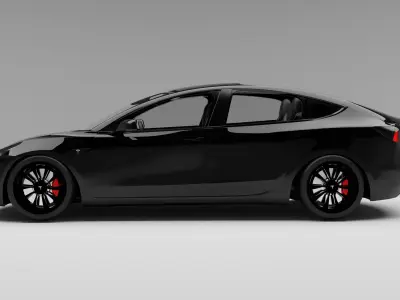 Tesla model 3 with interior 3D model