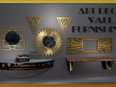 Art Deco Wall Furnishings - Pack 1 Low-poly 3D model