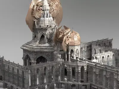 Steampunk Medieval Tower Bridge 3 kit bash 3D model