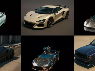 Sport Car bundle 3 pack 100 glb 3D model