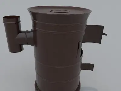 Stove PBR metal pipe with handle Low-poly 3D model