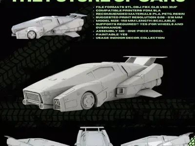 3D Printable Sci Fi Racing Hover Car Model 3D print model