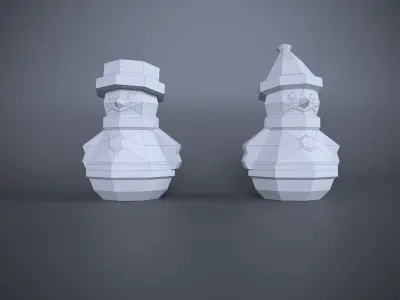 Low Poly  Snowman Model Origami 3D print model 3D print model 3D print model