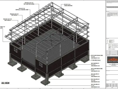 Simple Truss work - 40 x 45 Tubular shed - 20 ft height 3D model