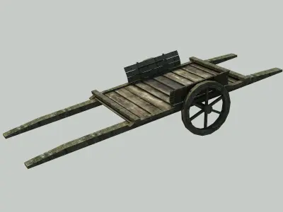 Wooden Cart Low-poly 3D model