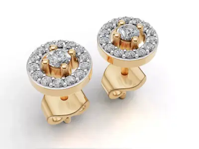 AV 731 Diamond Ladies Halo Stud Earrings 3D print model