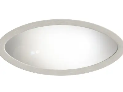 Large Oval Wall Mirror - White wood 3D model