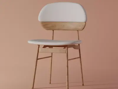 Modern Wooden Chair 3D Model for Archviz Low-poly 3D model