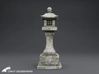 Japanese Garden Pagoda Lantern Low-poly 3D model