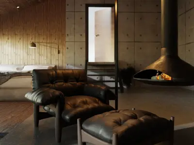 Industrial Looking Interior scene In Native Blend File Low-poly 3D model