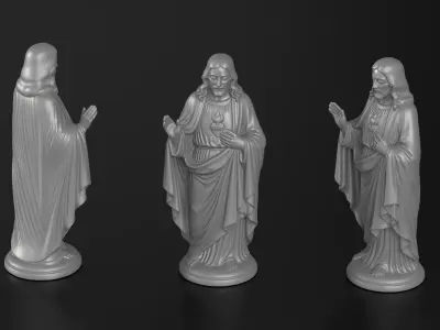 Jesus Red Tunic Sculpture Low-poly 3D model