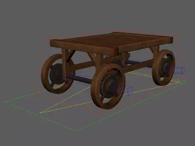 Cart Wood RIG for Maya and Game Engine Low-poly 3D model