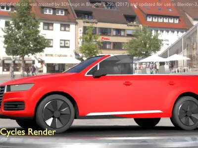 City Car 32 SUV Cabrio Open Type-B Red Low-poly 3D model