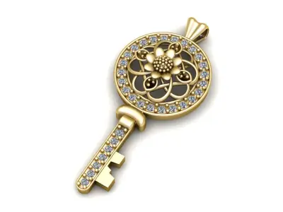 Luxury Diamond Key Pendant 3d Printable Model 3D print model