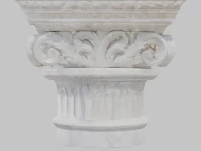 Corinthian Column Capital - White Marble 3D Model Low-poly 3D model