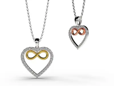 HEART INFINITY PENDANT LOVE SIGN - Diamonds Valentines Day 3D print model