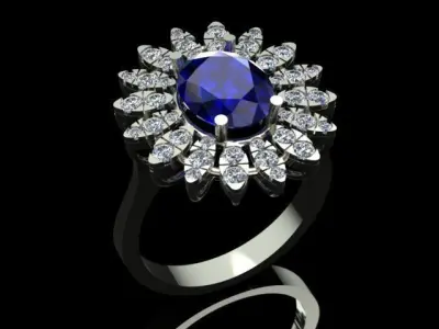 Luxury Sapphire Diamond Ring  3D print model
