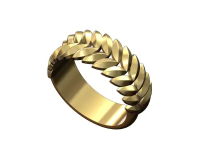 Double row tilted wheat leaf band 3D print model