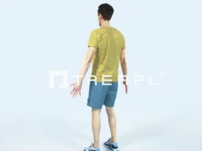 Virtue J Animated Rigged Sports Man Low-poly 3D model