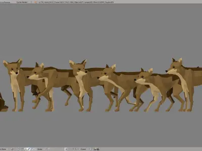 Coyote polygonal wolf Low-poly 3D model