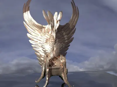 Feathered angel wing Throne Large  Low poly  Low-poly 3D model
