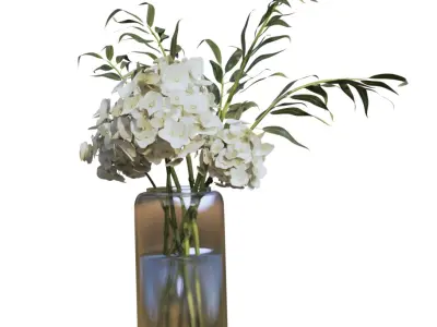 HYDRANGEA Bouquet with Eucalyptus Low-poly 3D model