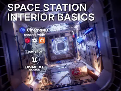 Space Station Interior Basics for Unreal Engine and Cinema 4D 3D model