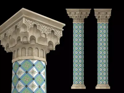 Muqarnas Column Head  Moroccan moorish Arabic Style 3D model