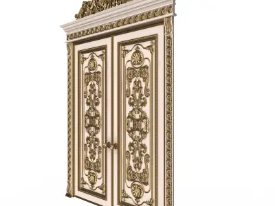 Carved Door Classic 01501 White Low-poly 3D model