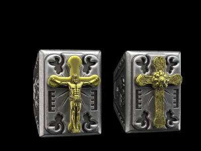 ring jewelry Jesus cross vol2  3D print model