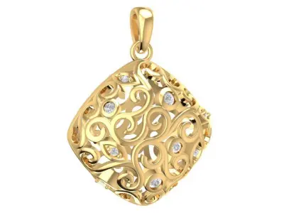 Ornate Pattern Square Pendant Jewelry Design  2050 3D print model